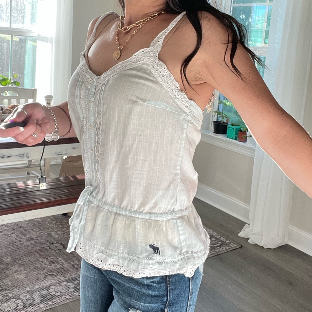Abercrombie & Fitch soft tank with eyelet lace detail